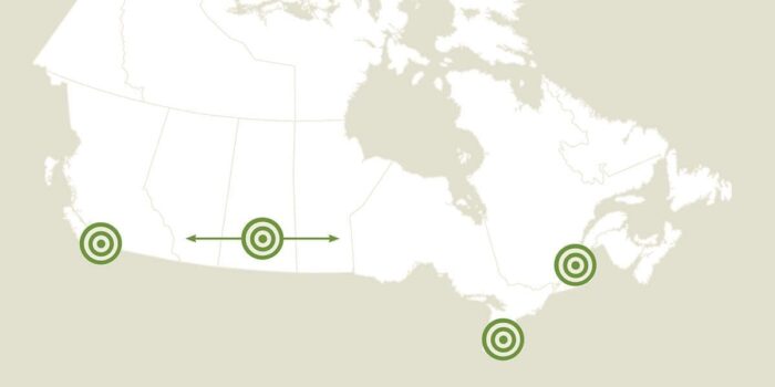 Locations des récents projets de CIC approuvés et financés grâce à la vente de timbres canadiens consacrés aux canards