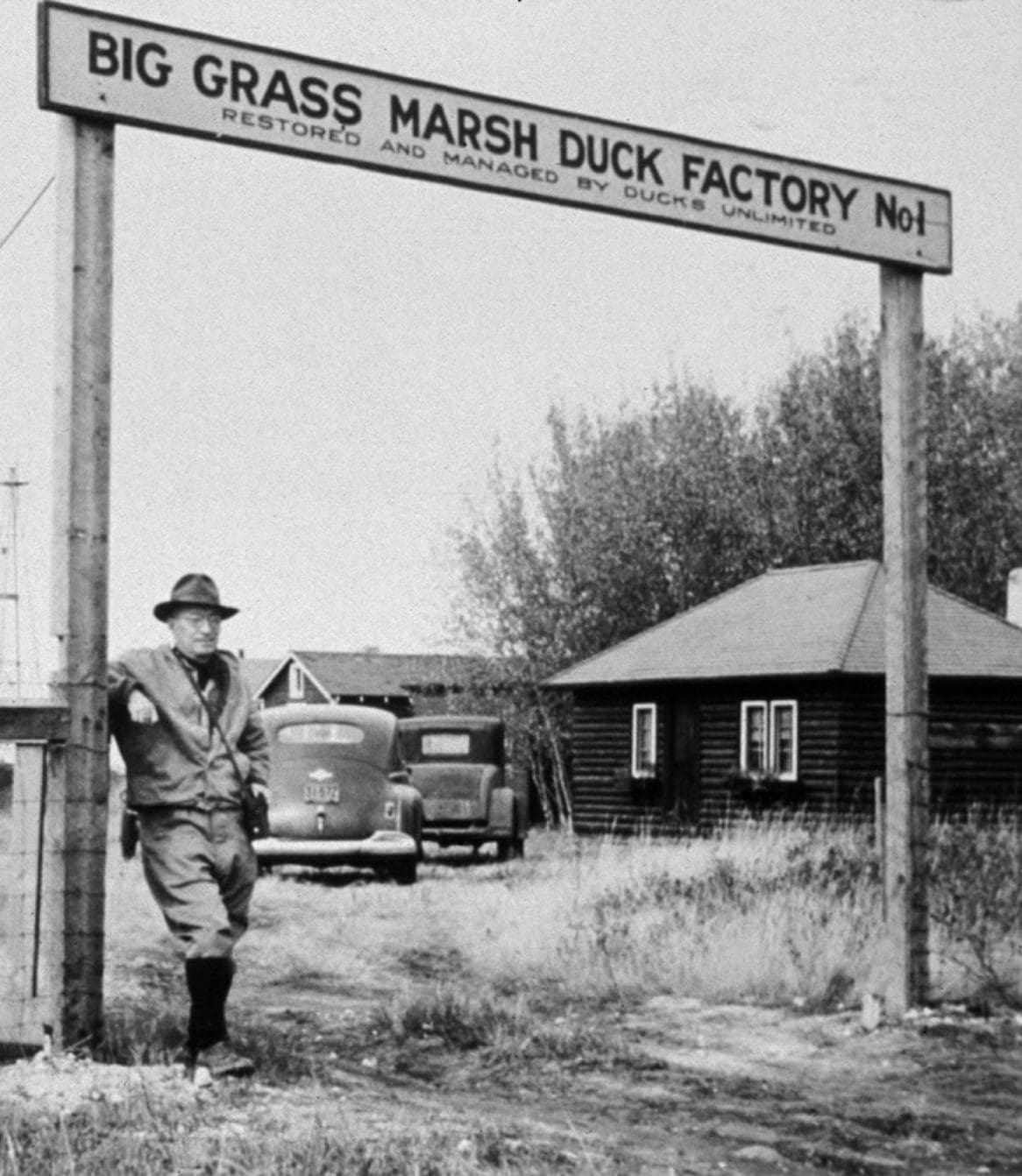 Historic Big grass marsh sign, the first Ducks Unlimited Canada project.