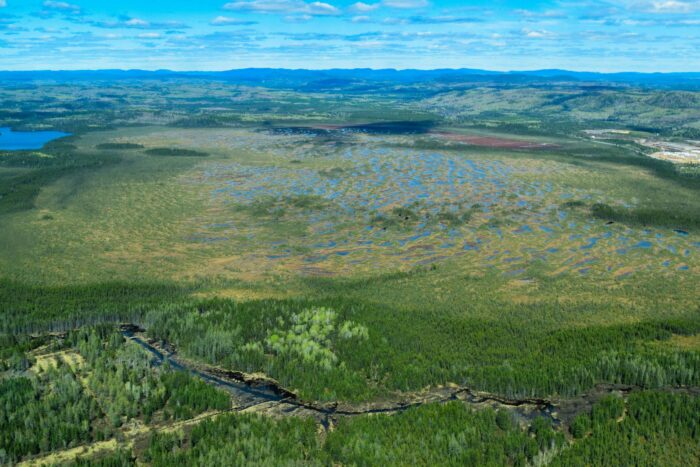Photo survol aérien, projet de cartographie détaillée de la plaine du lac Saint-Jean.