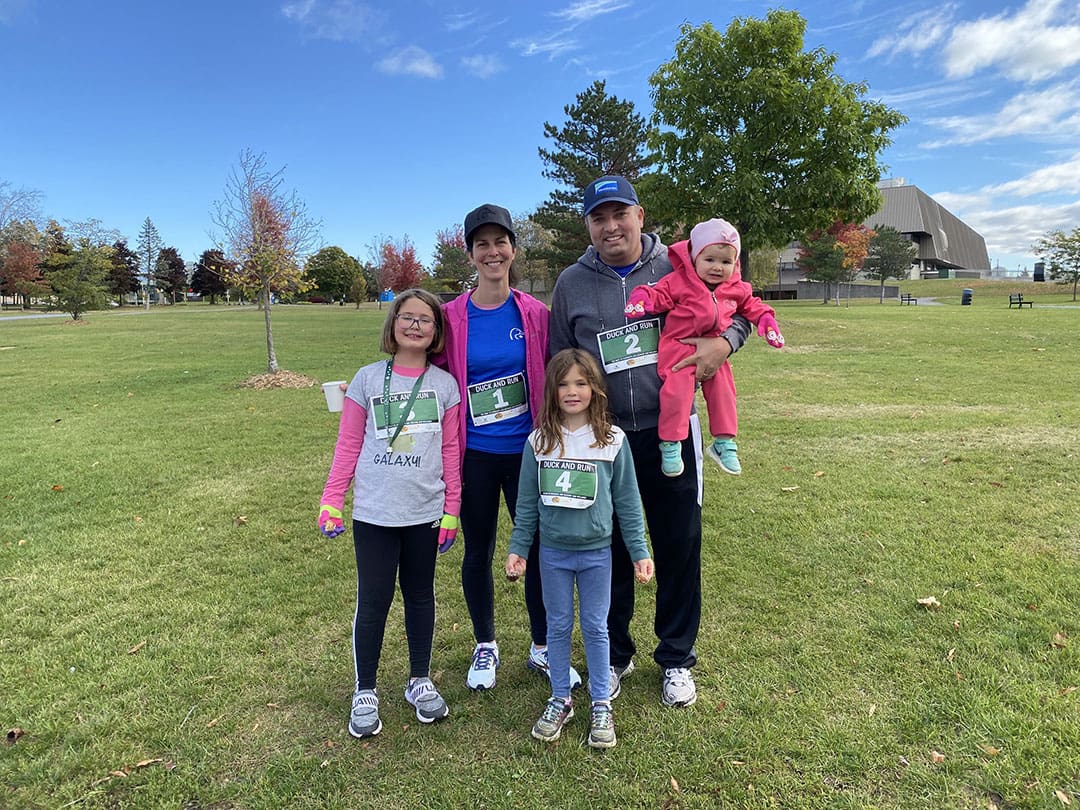 A family posing at the 2023 Cornwall Duck and Run