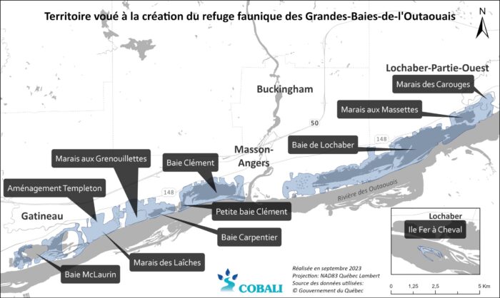 Territoire voué à la création du refuge faunique des Grandes-Baies-de-l'Outaouais