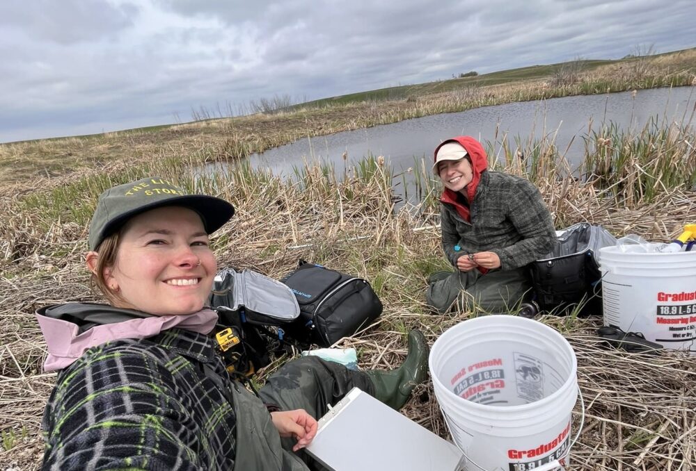 Cat and Kayla preparing to collect eDNA samples. 