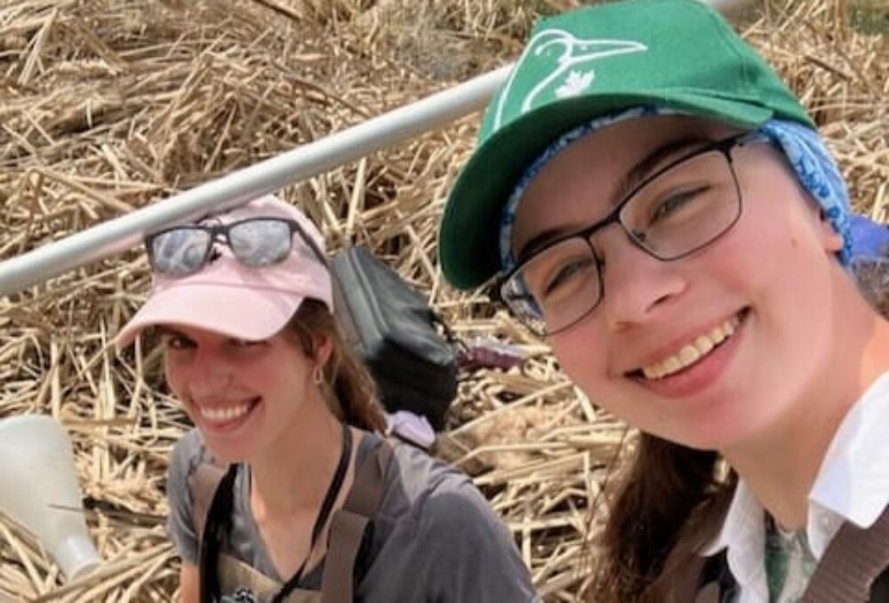 Jenna and Morgan during field work in a Manitoba wetland. 