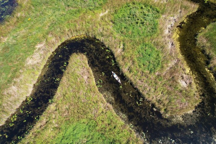 Le personnel de CIC surveille les chenaux dans le marais du site de restauration de l’île Howe en Ontario. 