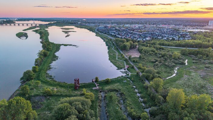 Le parc de conservation du ruisseau de Feu vu du ciel.